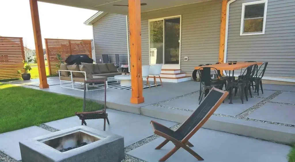 Spacious outdoor concrete patio
with pavers in Atlanta GA