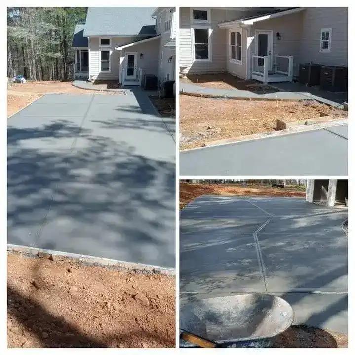 Stamped concrete walkway with natural stone finish