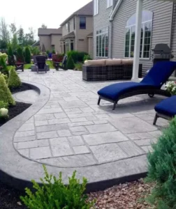 Stamped concrete cost for a stained walkway at a home in Austell, GA