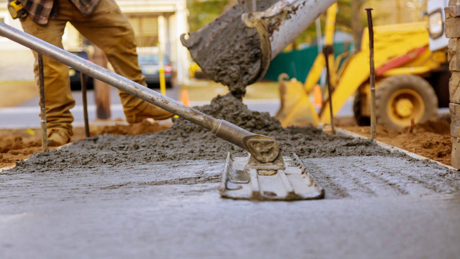 professional concrete contractors preparing foundation