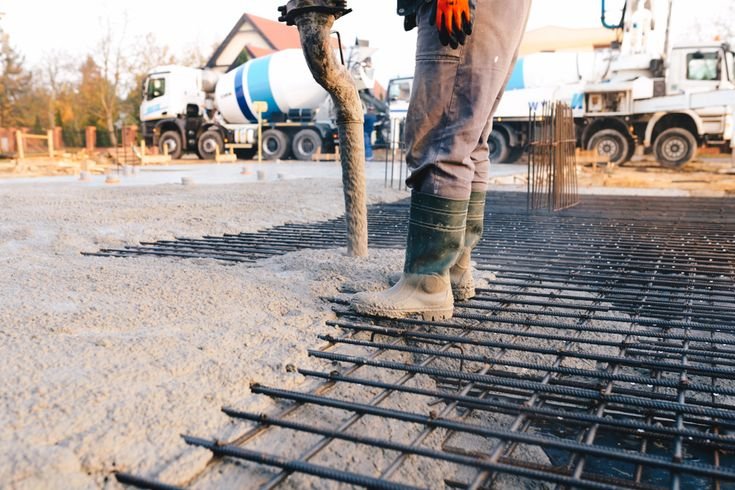 Professional concrete contractors using tools for precise cConcrete Sidewalk finishing and alignment