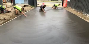 Finished concrete driveway after professional installation services